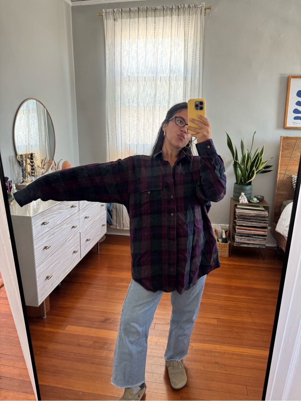 Vintage Pendleton Oversized Plaid Flannel Shirt - Deep Red & Green - Picture 3 of 6